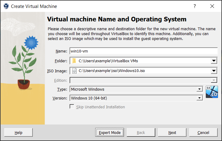 Creating a Virtual Machine: Name and Operating System